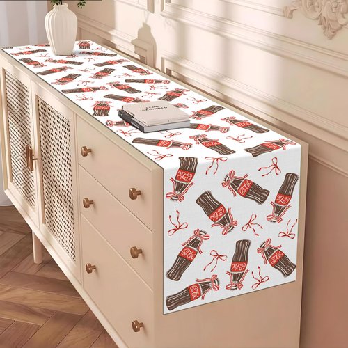 Heyfary She's Ready to Pop Table Runner Red Bow Retro Dirty Soda Bar Baby Shower Gender Reveal Party Decoration Home Kitchen Table Decor (13" x 72")