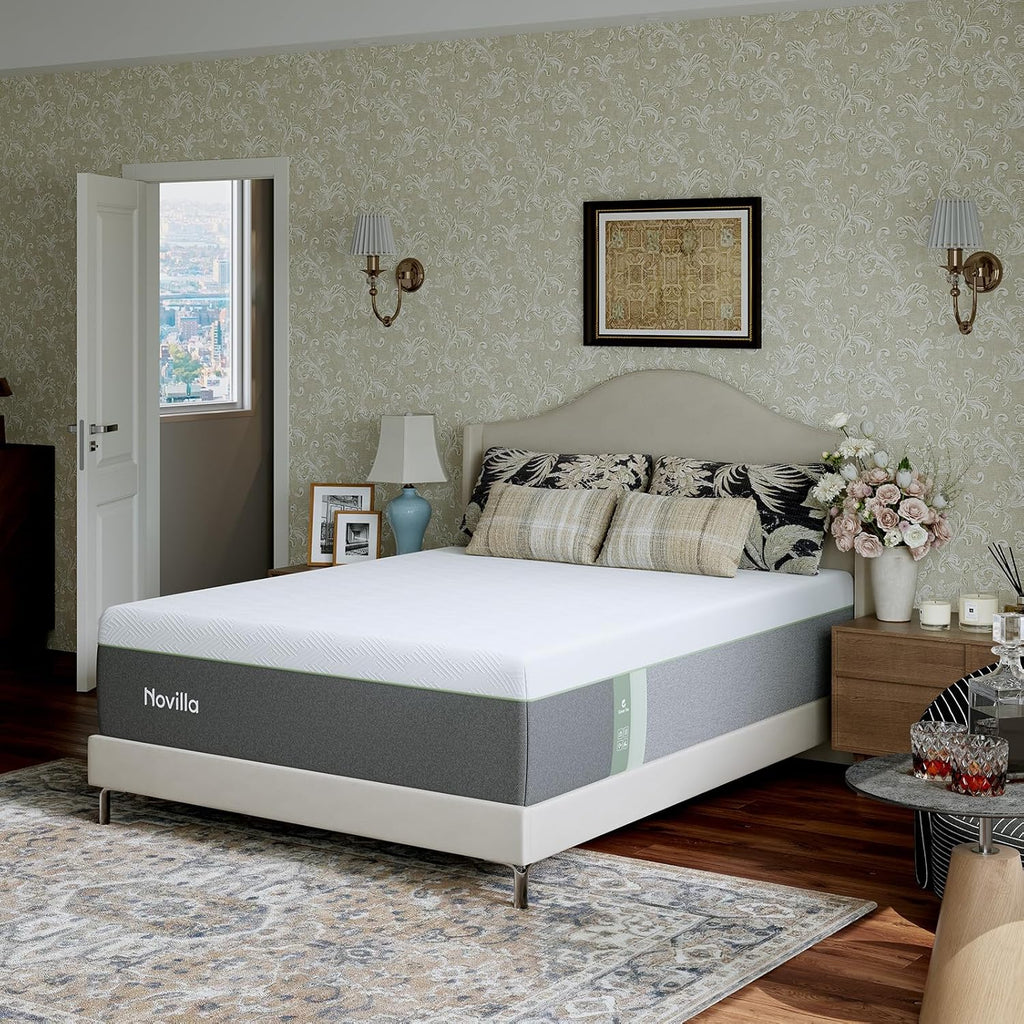 Novilla Bliss Queen Size Memory Foam Mattress - 10 Inch Cool-Touch Nylon Cover for Refreshing Sleep & Pain Relief