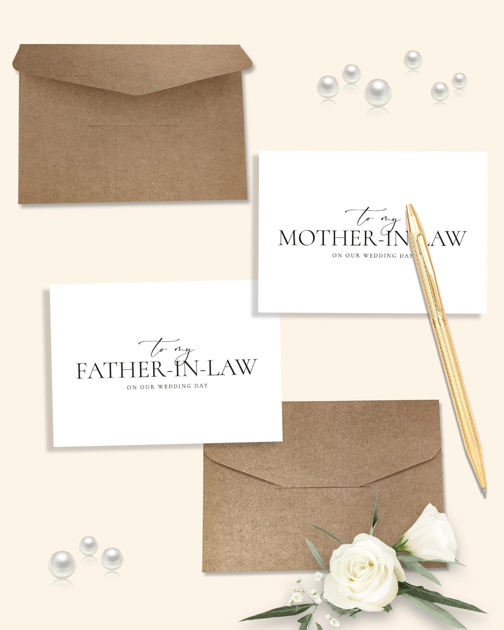 Set of 2 Parents In-Law Wedding Cards, For Bride/Groom's Parents, To My Father/Mother In-Law On Our Special Day