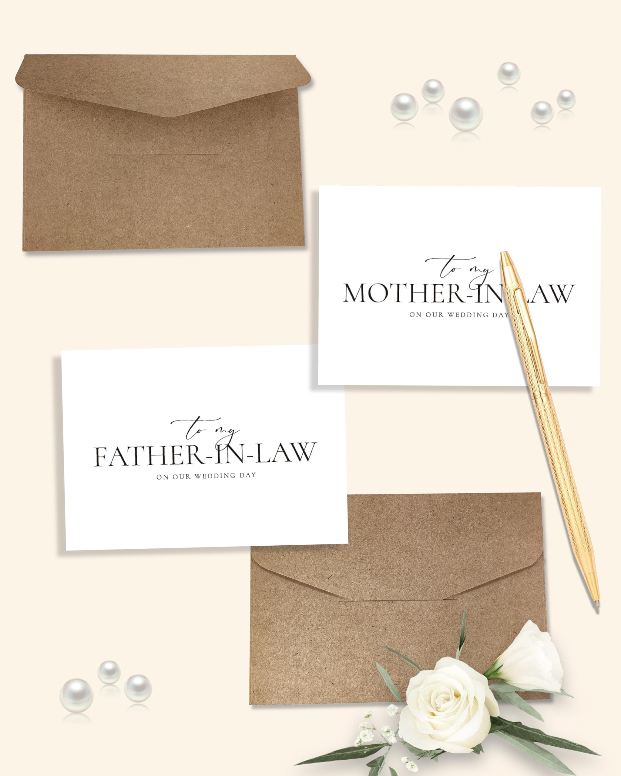 Set of 2 Parents In-Law Wedding Cards, For Bride/Groom's Parents, To My Father/Mother In-Law On Our Special Day