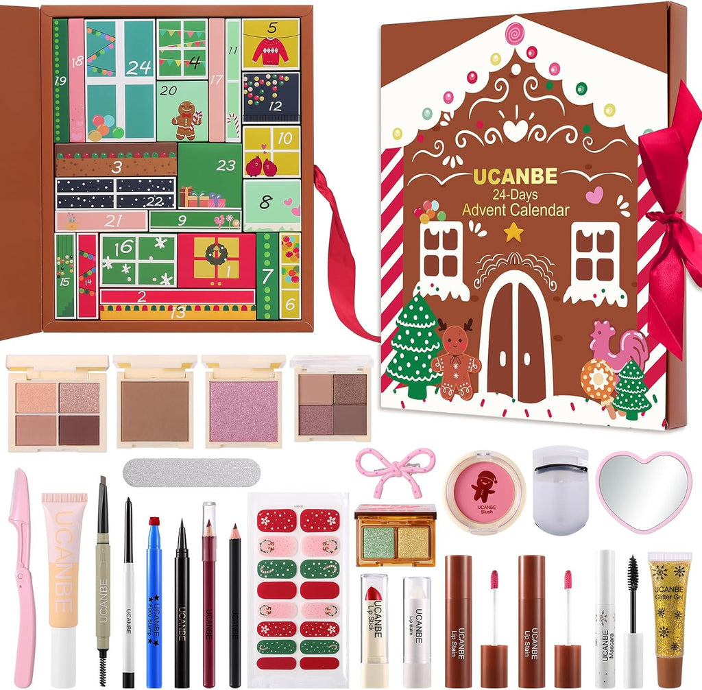 UCANBE Makeup Advent Calendar 2025 - 24 Days of Festive Beauty Gifts for Women & Teens