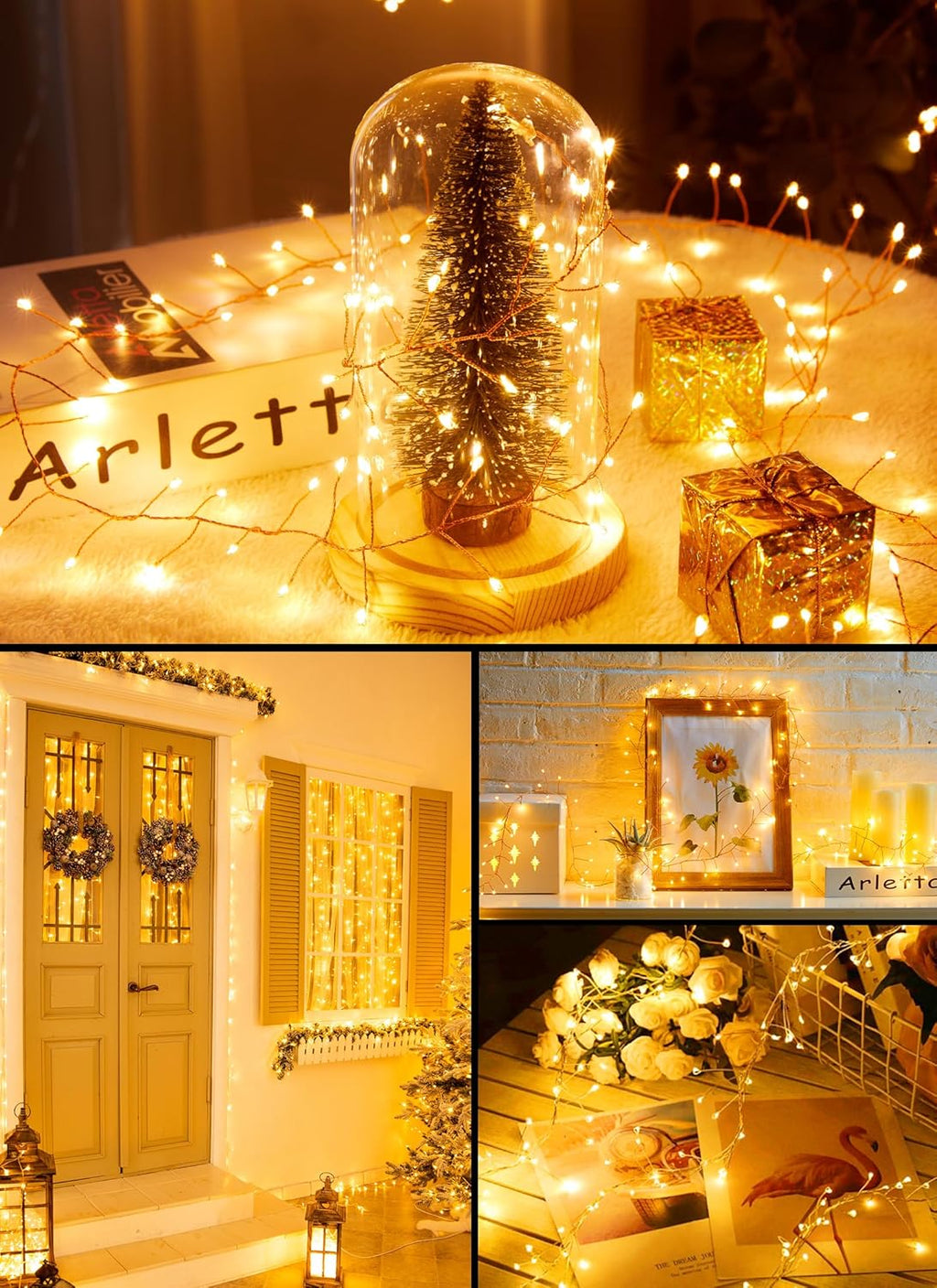 Skiennix USB Fairy Christmas Lights - 10FT 120LED Twinkle Cluster with 8 Modes & Remote | Silver Wire Decor