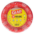 Glad Everyday Disposable Paper Bowls, Red Snowflake Holiday Design - Heavy Duty Soak-Proof Microwavable Paper Bowls - For Soups, Cereals, and Hot Foods, 12 Ounce, 20 Count
