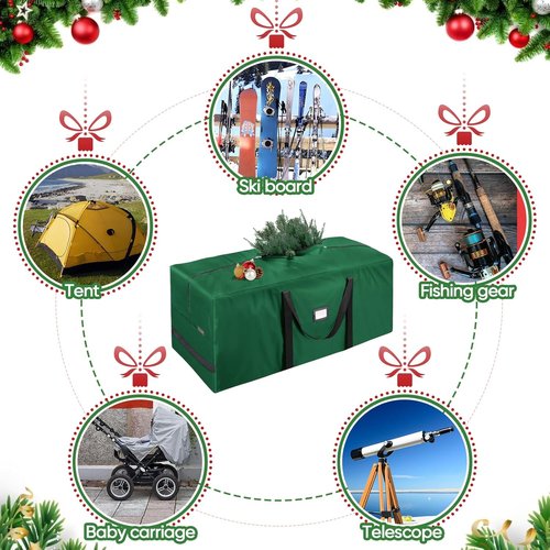 BALEINE Christmas Tree Storage Bag - Heavy Duty 900D Oxford Fabric, Extra Large with Dual Zippers (Green)