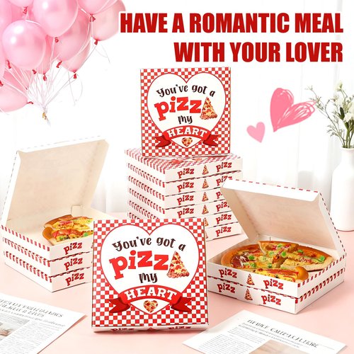 Fullhawl 50 Pcs Valentines Heart Mini Pizza Box Square Cardboard Pizza Box Small Cookie Boxes for Valentine Celebrations Party Favors Birthdays Weddings,(6.3 x 6.3 x 0.9 Inches)
