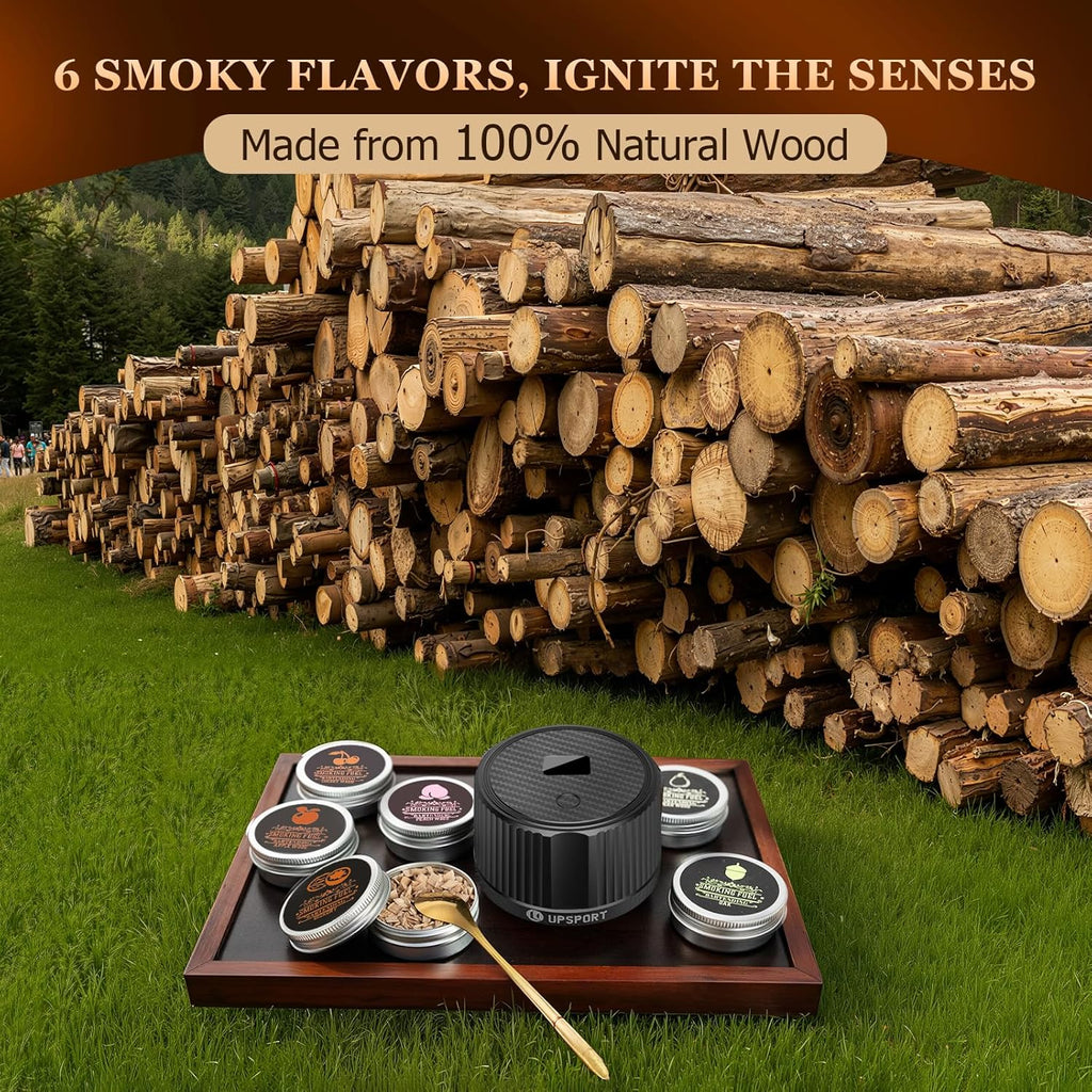 Old Fashioned Cocktail Smoker Kit - Rechargeable Electric Whiskey Smoker with 4 Light Modes & 6 Wood Chips