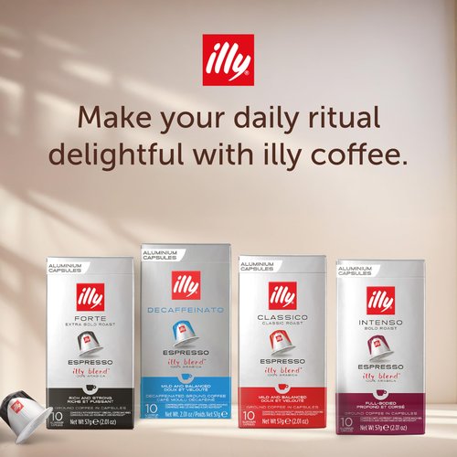 illy Espresso Compatible Capsules, Coffee Pods for Nespresso Original Line Machine, Classico Medium Roast, 100% Arabica, Premium Italian Coffee, Single Serve, 10 Count, 5 Pack