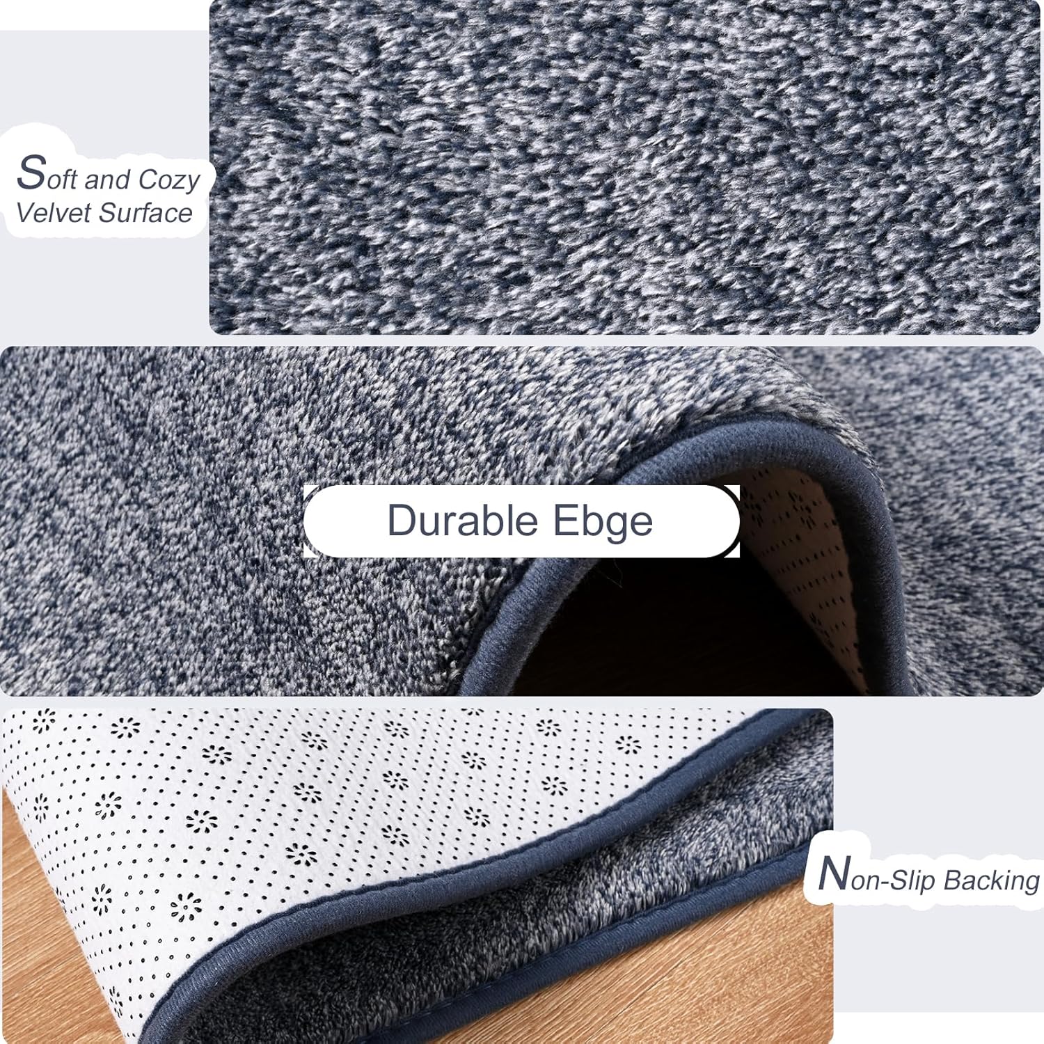 Amearea Modern Soft Area Rug - Chic Washable 2x3 Small Throw Rug for Bedroom & Hallway | Non-Slip Fluffy Carpet in Blue and White