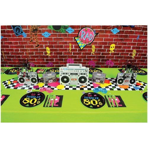 Beistle 2-Pack Boom Box Centerpieces, 80s Era Themed Party Decorations, Decades Music Party Table Decor, Hip Hop Party Accessories for Birthday, 14"
