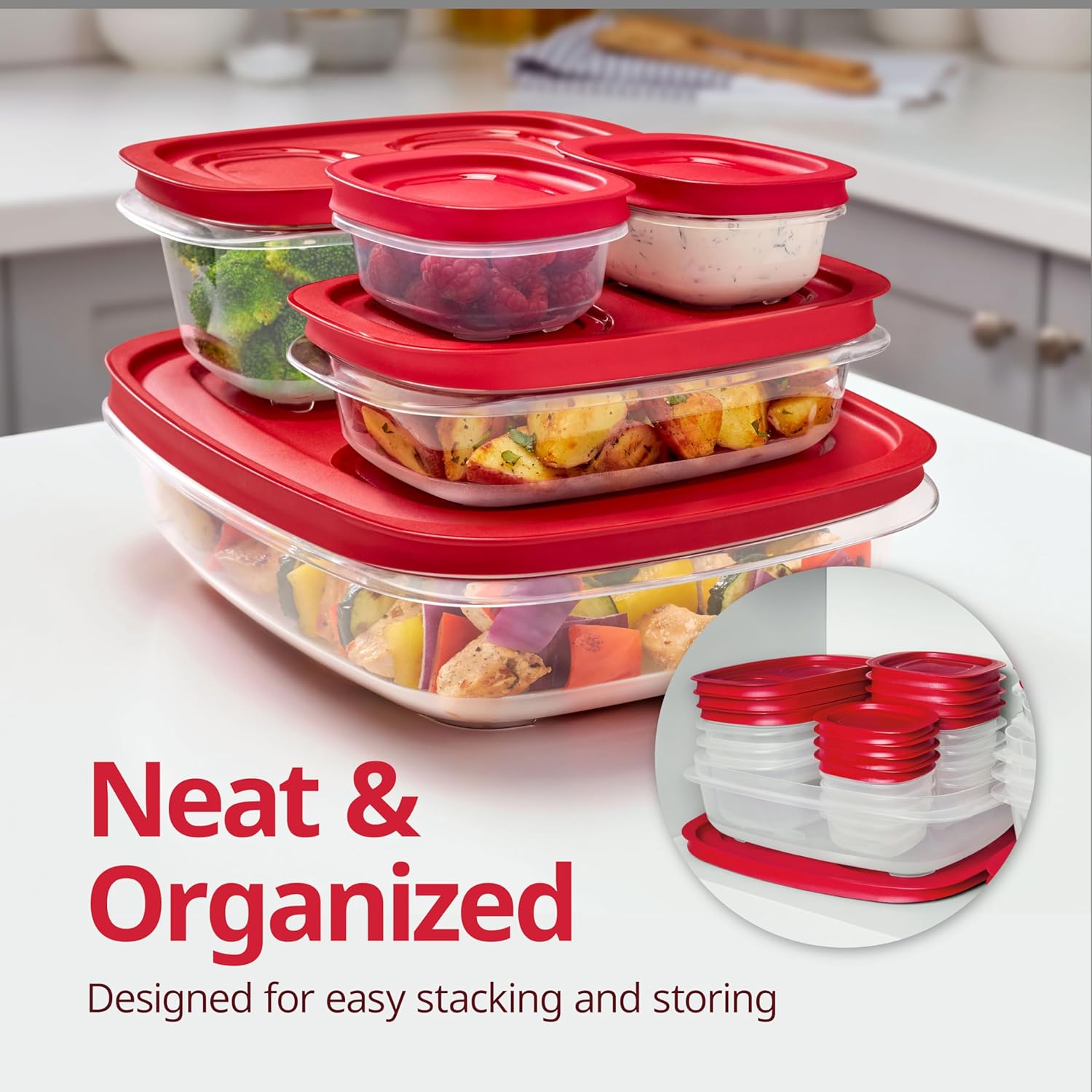 Rubbermaid EasyStore Food Storage Containers - 38-Piece Set with Lids for Organized Kitchen