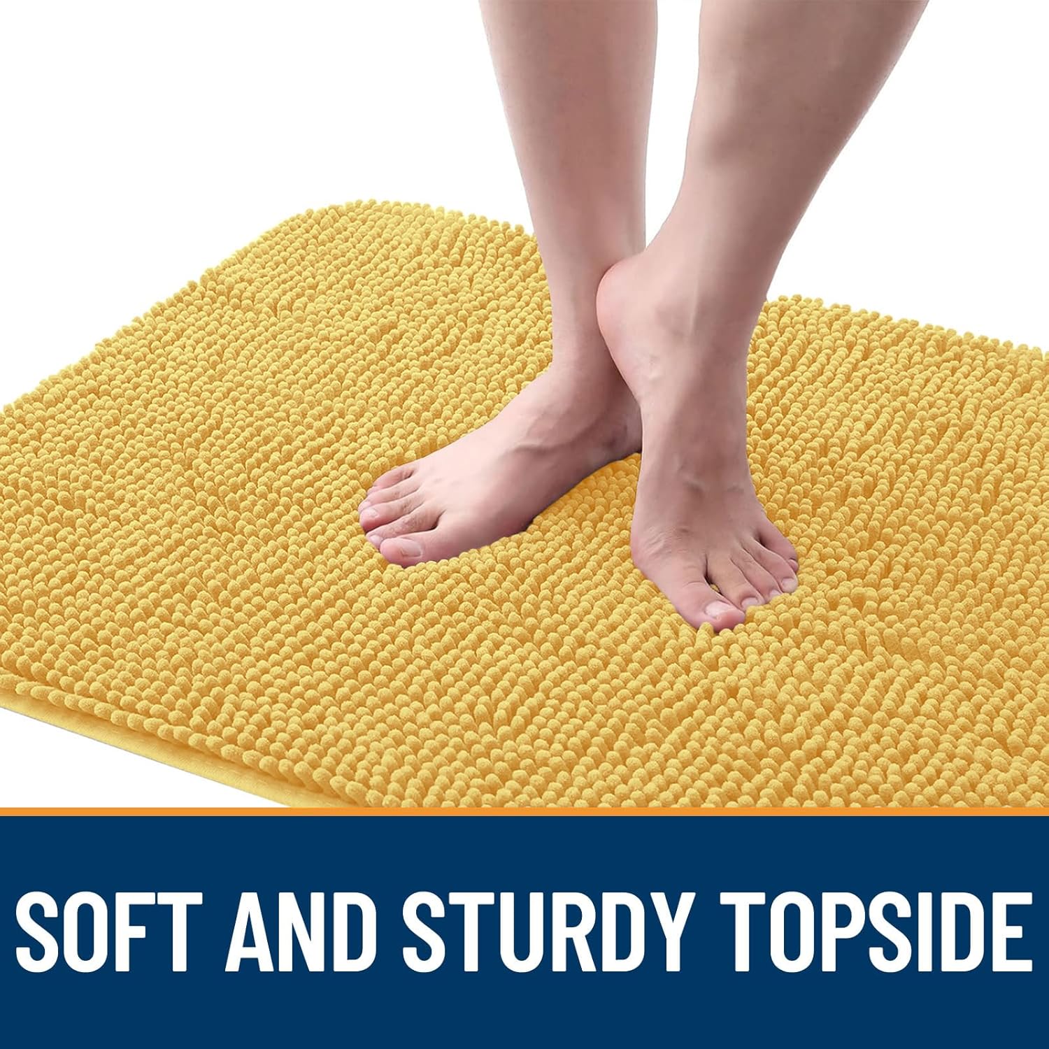 OLANLY Dog Door Mat - Absorbent Non-Slip Chenille Mat for Muddy Paws | 30x17 Inches, Quick Dry, Yellow