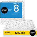 Simply 12x24x1 Air Filter - MERV 8, 6 Pack for Home AC & HVAC | Dust, Pet & Allergy Control