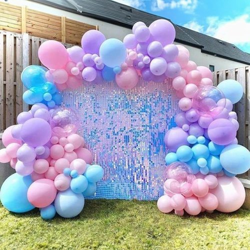 HILAVO 12-Inch Metallic Pastel Balloons - 60Pcs Iridescent Pink, Blue & Purple for Birthday Parties