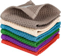 Skiennix 100% Cotton Kitchen Dish Cloths - 6 Pack Ultra Soft Absorbent Waffle Weave Towels | 12x12 Inches
