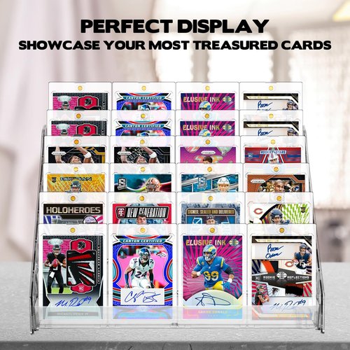 Sibosen 2 Pack 7 Tier Acrylic Card Display Stand, Versatile Display for Trading Cards,Greeting Card Display Stand,Portable Display Rack Holder for Graded Cards, PSA Cards,Sports, Business Cards