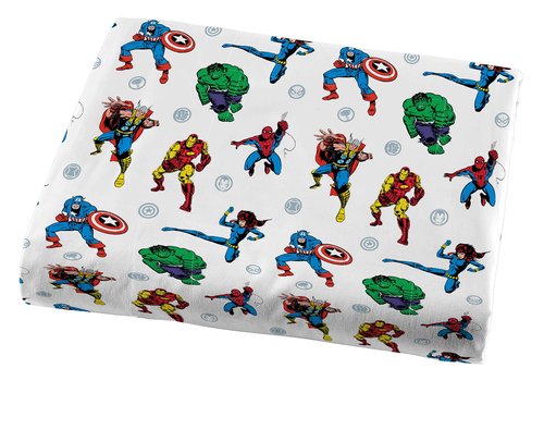 Jay Franco Kids Sheet Set with Fitted, Flat Sheets & Pillow Cover - Ultra-Soft Bedding with Pillowcase for Room Decor, White - Avengers, 3 Piece Twin