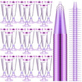 Dandat 100 Pcs Plastic Disposable Champagne Flutes 5 oz New Years Champagne Flutes with Rim Wine Glasses Mimosa Glasses for Quinceanera Birthday Party Supplies (Purple with Purple Rim)