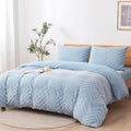 Tametra Boho Duvet Cover - Ultra Soft Tufted Queen Size Bedding | Textured Shabby Chic Design (90" x 90", Blue)