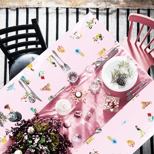 SNABETNA Princess Birthday Party Decorations Tablecloth,2pcs 108x54inch Large Pink Princess Table Cloth, Disposable Rectangular Plastic Waterproof Table Cover for Birthday Party