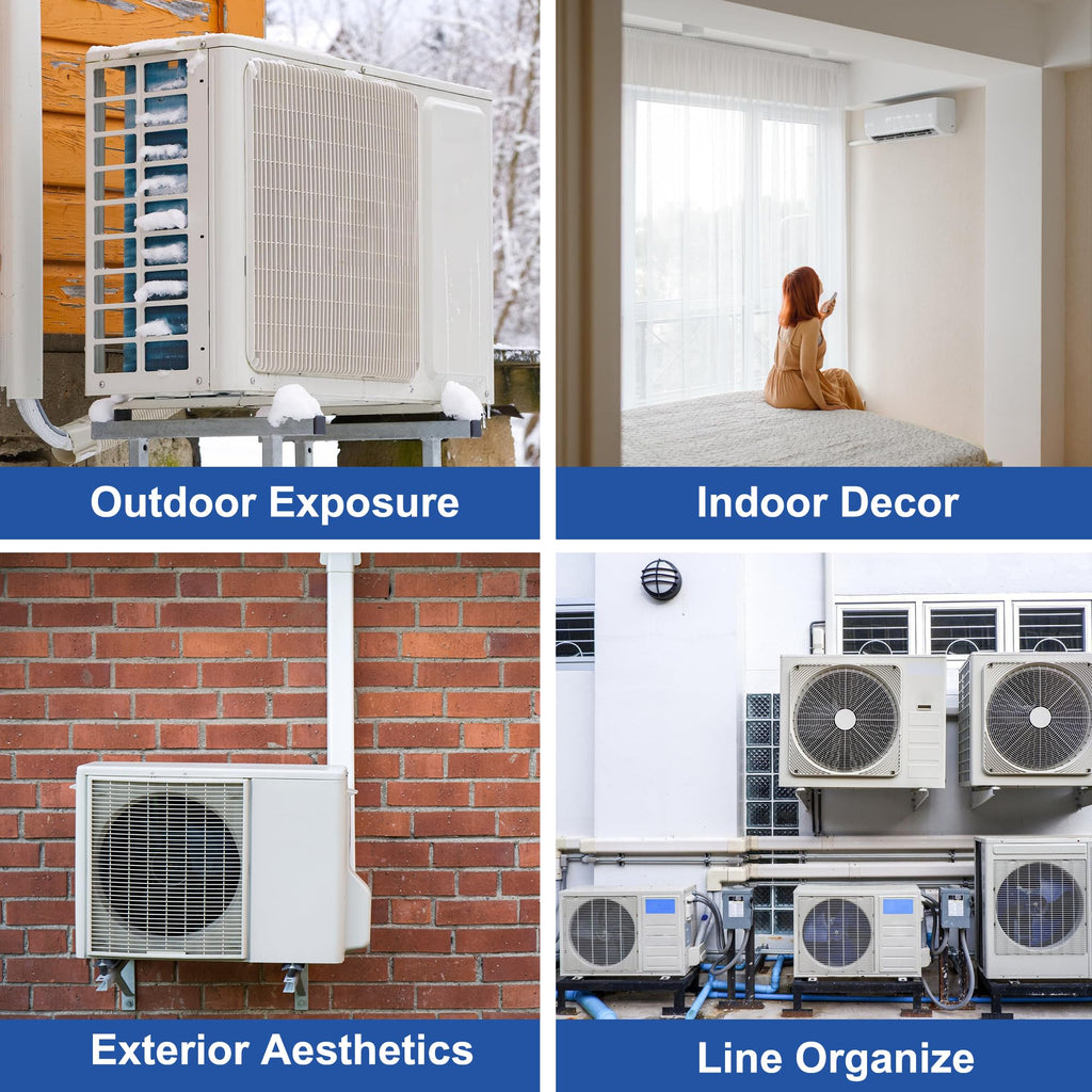 KuriProtect 4”W 16.5Ft Decorative PVC Line Set Cover Kit for Mini Split Lineset Cover Kit for Air Conditioner & Heat Pump (White)