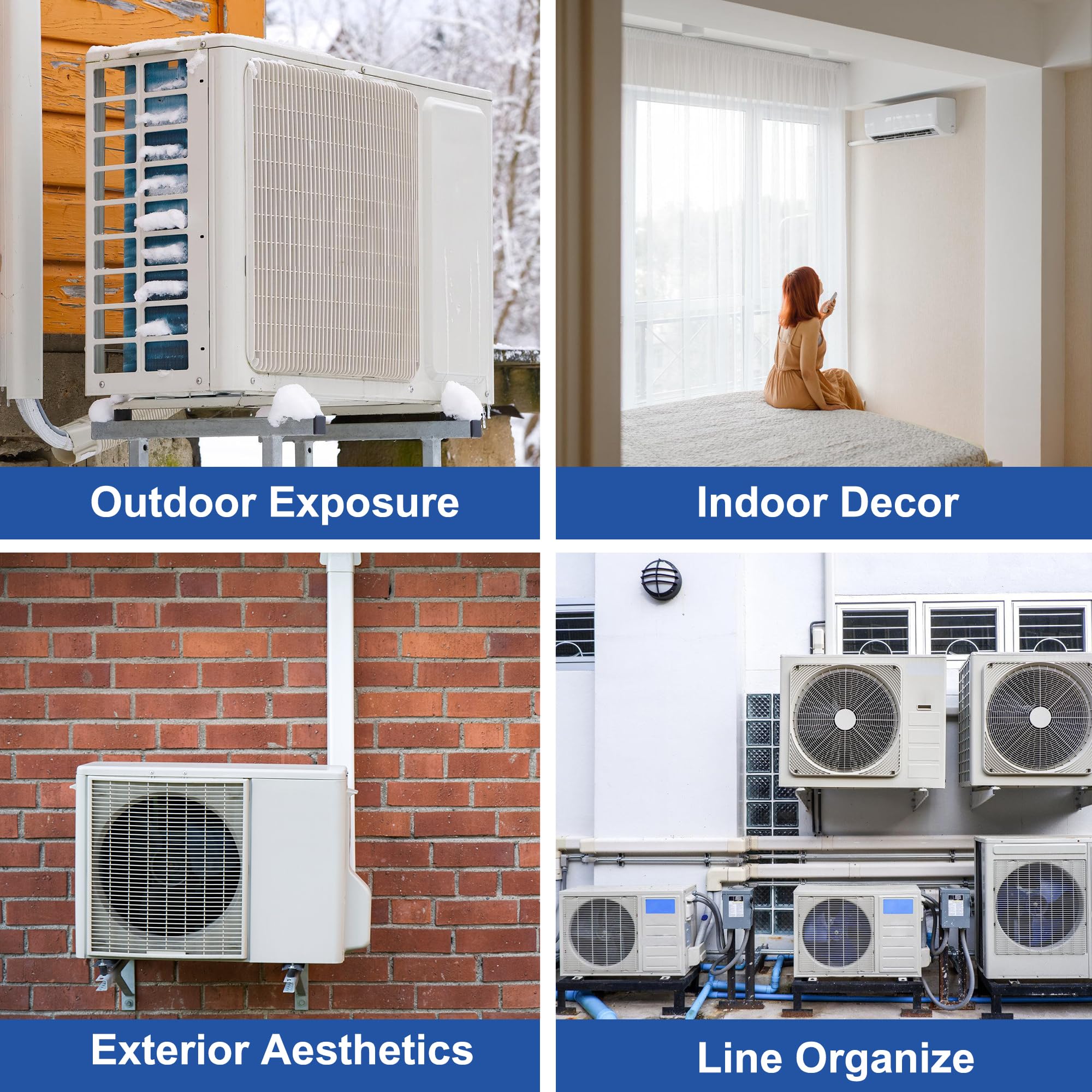 KuriProtect 4”W 16.5Ft Decorative PVC Line Set Cover Kit for Mini Split Lineset Cover Kit for Air Conditioner & Heat Pump (White)