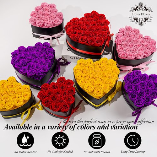 Hover Flower 27 Forever Preserved Flowers in a Box, Vanlentines Day Gifts for Her, Eternal Roses Flowers for Delivery Prime, Birthday Gifts for Women Mom Grandma Wife (Red)