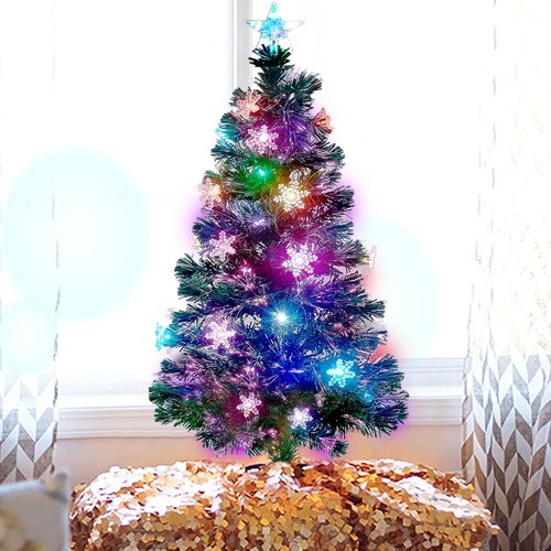 Juegoal 3 Ft Pre-Lit Mini Christmas Tree - Festive Holiday Decor for Small Spaces