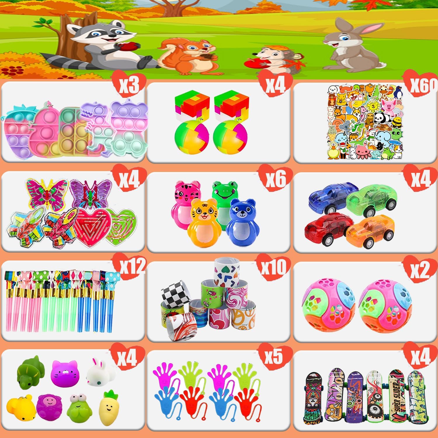 Pop Fidget Treasure Box Toys - 118 Pcs Party Favors for Kids | Goodie Bag Stuffers & Carnival Prizes for Ages 4-12