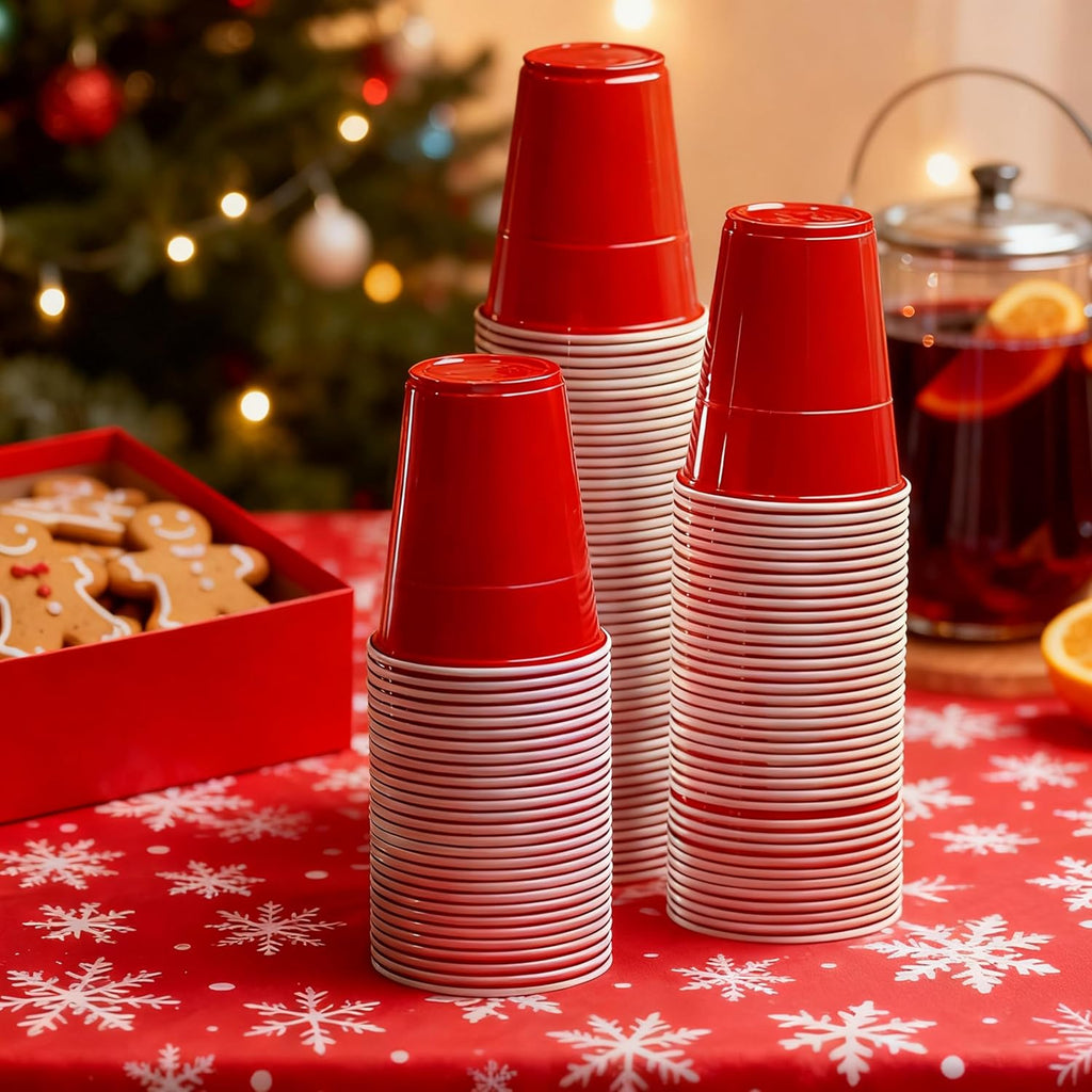 Red Disposable Plastic Party Cups - 12oz, 100 Count | Perfect for Gatherings, BBQs & Birthdays