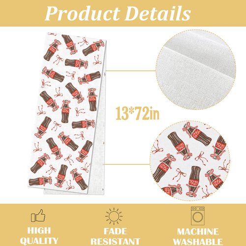 Heyfary She's Ready to Pop Table Runner Red Bow Retro Dirty Soda Bar Baby Shower Gender Reveal Party Decoration Home Kitchen Table Decor (13" x 72")