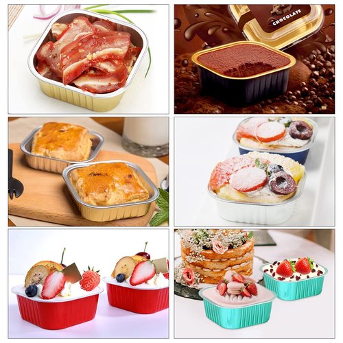 120pack 5oz Mini Cake Tins Cupcake Pan with Lids,LNYZQUS Aluminum Foil Baking Cups,Disposable Ramekins Small Brownie Muffin Pans Mini Cheesecake Containers for Home Bakery-Pink