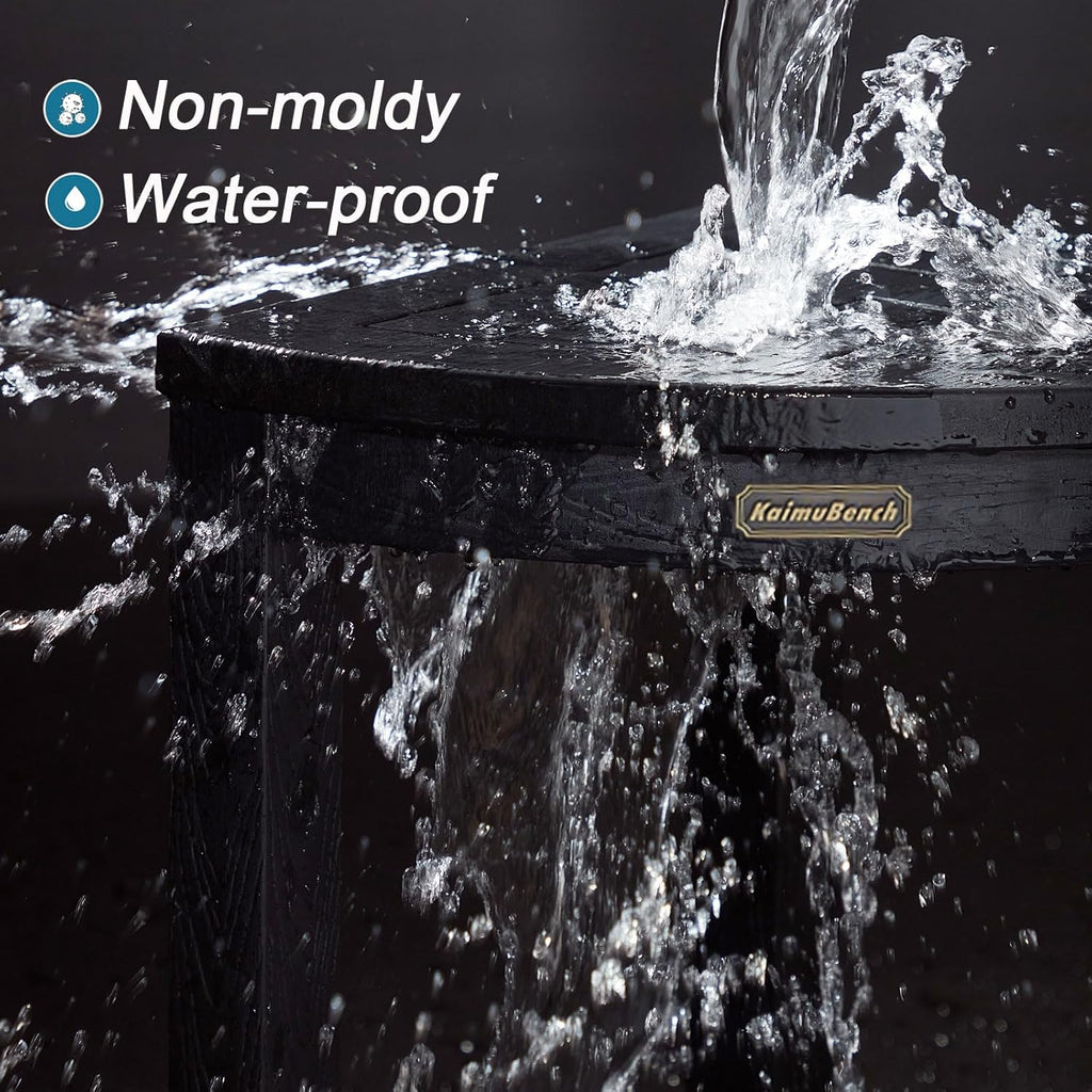Skiennix Shower Bench - Durable Poly Lumber Corner Stool | Non-Slip Bathroom Seat for Shaving Legs - Black