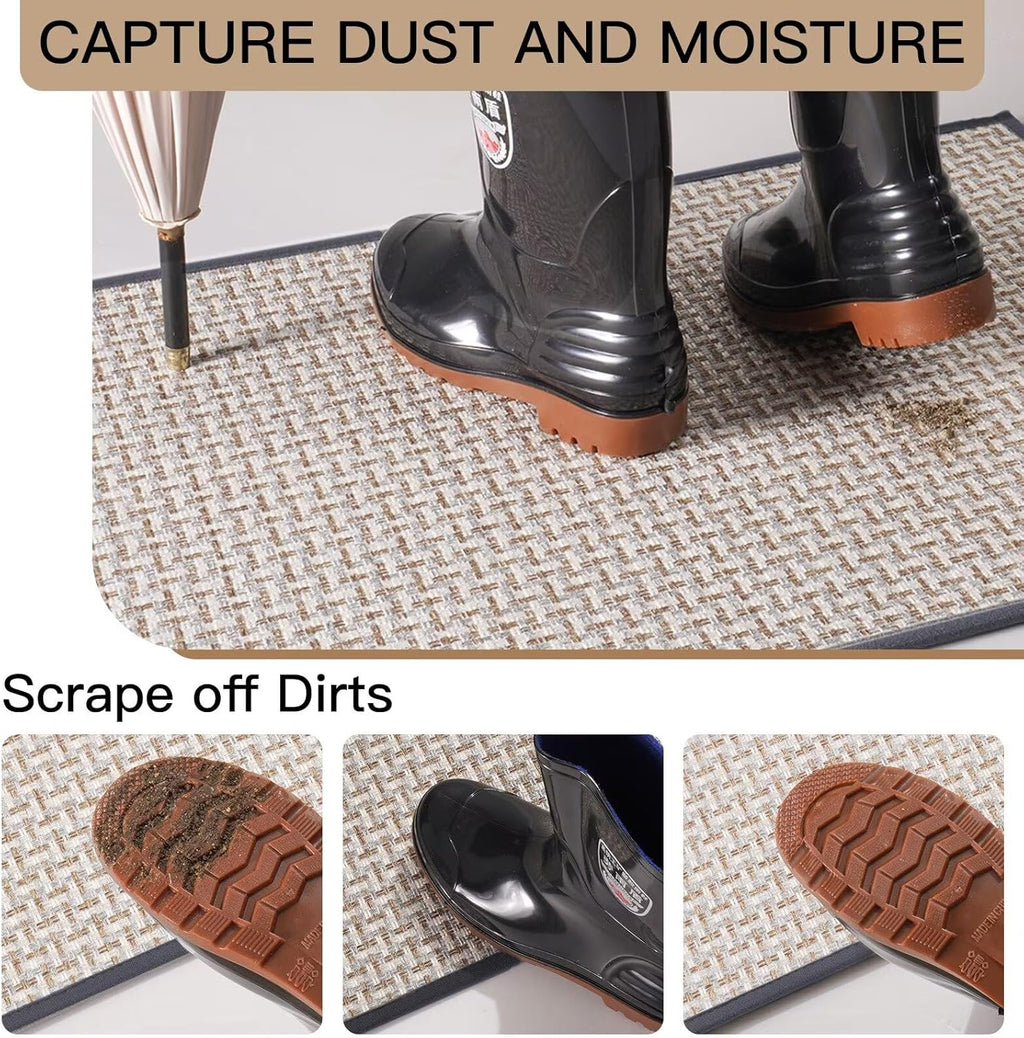 Skiennix Door Mat - Indoor Entrance Mat with Dirt Resistance & Non-Slip Rubber Backing | 17"x30", Gray