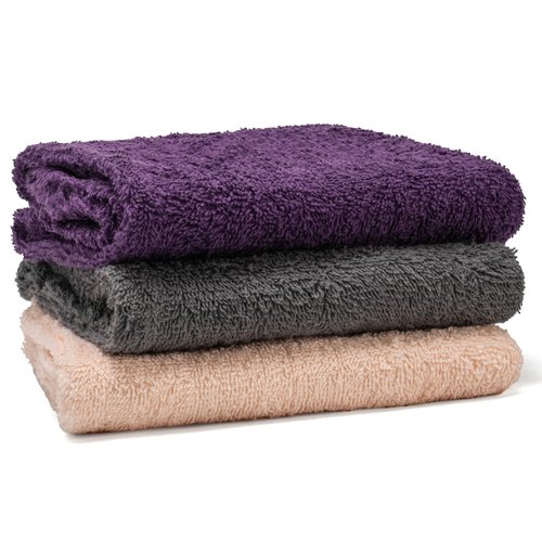 Textila 100% Cotton Hair Wrap Towels for Women (Pack of 3, Plum, Pink & Grey) – Soft & Absorbent Turban Towels for Long, Curly, Frizz-Prone Hair