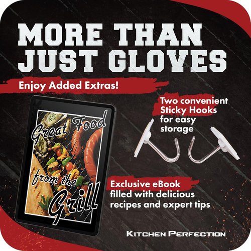 KITCHEN PERFECTION Silicone Smoker Oven Gloves - Extreme Heat Resistant BBQ Mitts | Waterproof & Versatile | Bonus Set Included