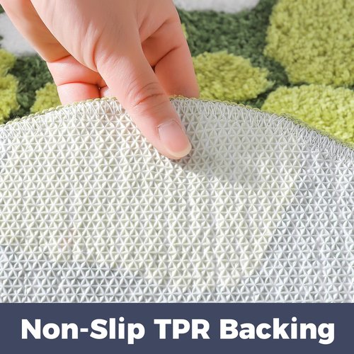 Naoloture Green Floral Moss Bathroom Rug Bath Mat, Ultra Thick Soft 3D Aesthetic Decor Cute Tufted Bath Rugs, Non Slip Absorbent Washable Moss Carpet for Shower Floor Sink Bedroom, 20x32 Inch