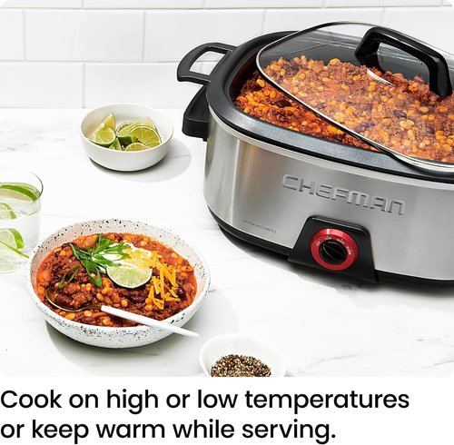 Chefman 6-Quart Slow Cooker - Electric Countertop Cooking with Removable Insert | Nonstick & Dishwasher-Safe