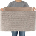 JMvicyroam Woven Blanket Basket - 65L Large Storage Bin for Toys & Clothes | Decorative Rope Design in Oatmeal