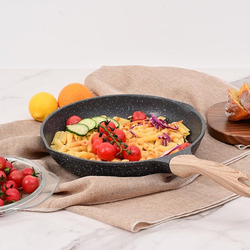 JEETEE Non Stick Frying Pan Set, Frying Pans Nonstick, Omelette Skillet with Soft Touch Handle, 3-Piece Cookware Set 8 Inch 9.5 Inch 11 Inch