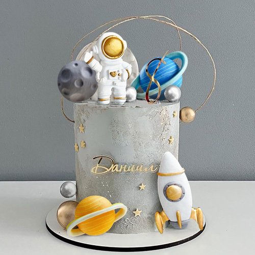 Space Cake Toppers Outer Space Cake Decorations,Astronaut Rocket Stars Cake Decorations for Two The Moon First Trip Around the Sun Birthday Baby Shower