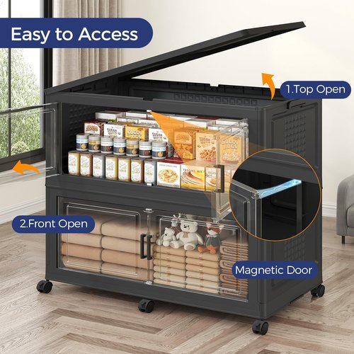150GAL Extra Large Storage Bins by [Brand Name] - Stackable, Collapsible with Wheels | 3-Pack Black