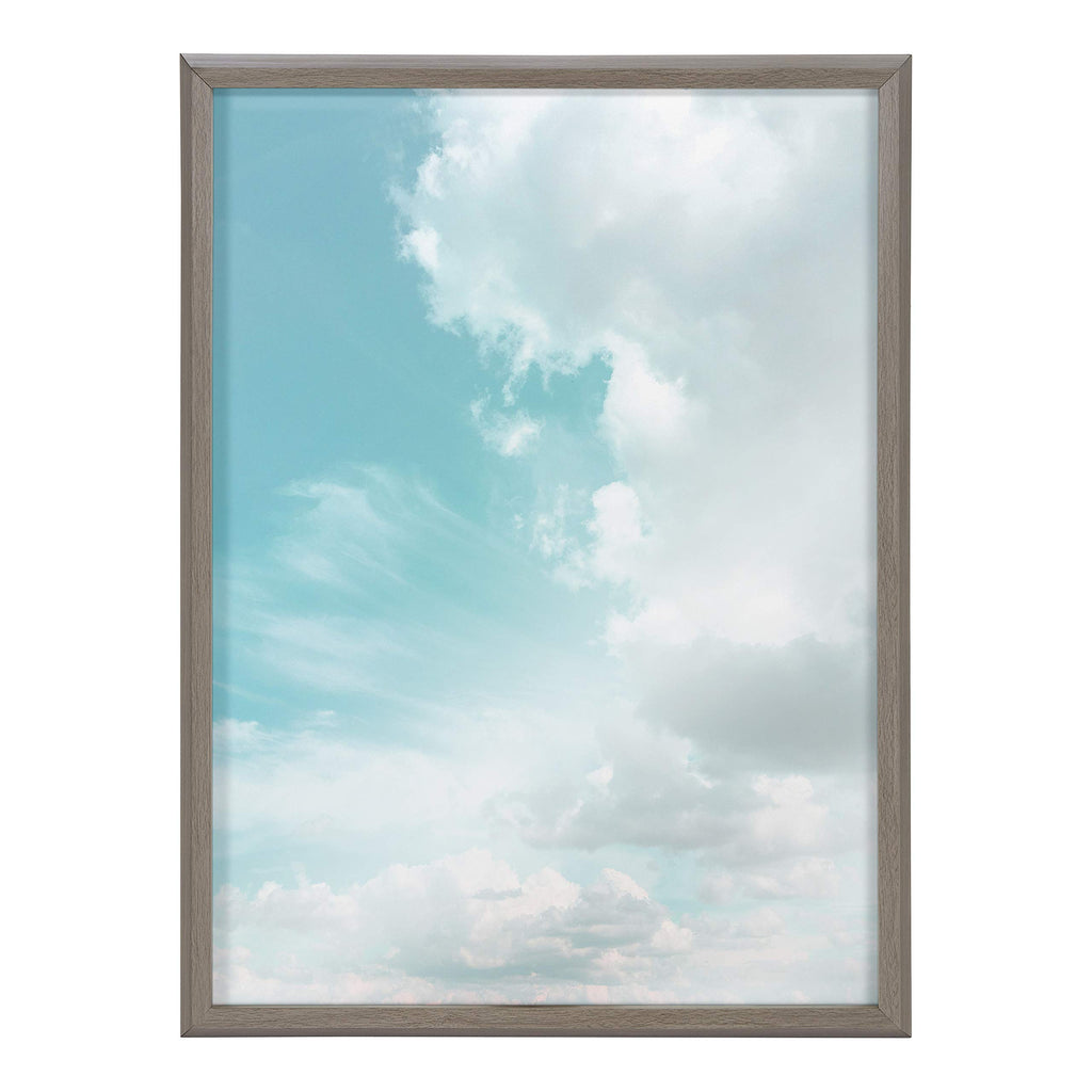 Kate and Laurel Blake Head in The Clouds Framed Printed Dry-Erase Glass Wall Art by Dominique Vari, 18x24 Gray, Sky-Themed Art for Wall