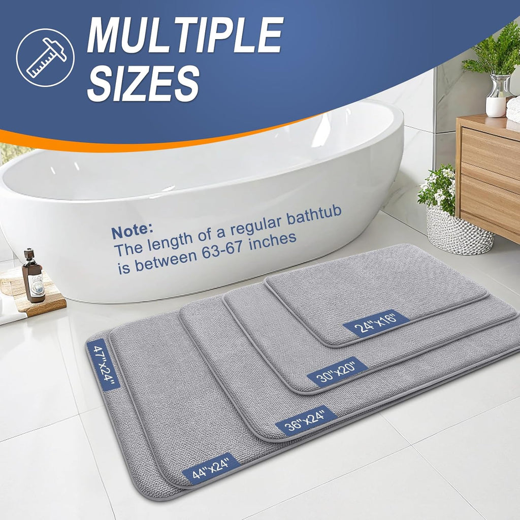 OLANLY Bath Mat Rug - Thick Memory Foam, Extra Soft & Absorbent | Non-Slip, Quick Dry, 30x20, Grey