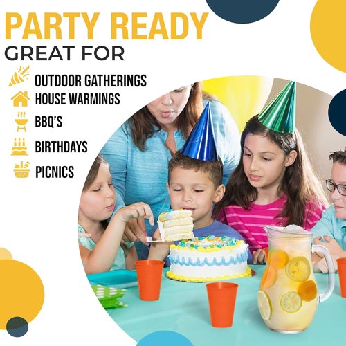 Exquisite Party Solids 12 Oz Orange Plastic Cups - 50 Pack Disposable Drinkware for Events & Everyday Use