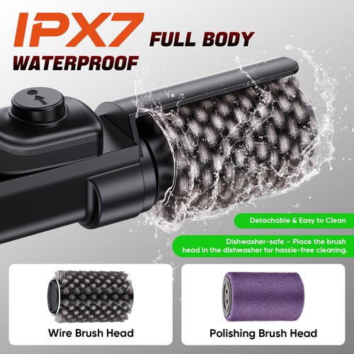 Electric Rotary Grill Brush for BBQ – 304 Stainless Steel Rotary Brush Head, Anti-Shedding Bristles, Rechargeable 3-Speed Power Control, Up to 90-Min Runtime, Outdoor Grill Cleaner Black