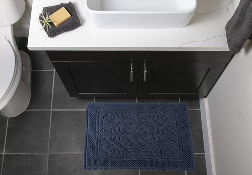 DII Decorative, Jacquard Bath Rug, 20x31, Navy