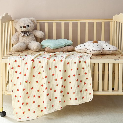 Ultra Soft 6-Layer Muslin 100% Cotton Baby Blanket 41"x41" Breathable Lightweight Strawberry Swaddle Blankets for Baby Toddlers Birthday Gifts All Seasons
