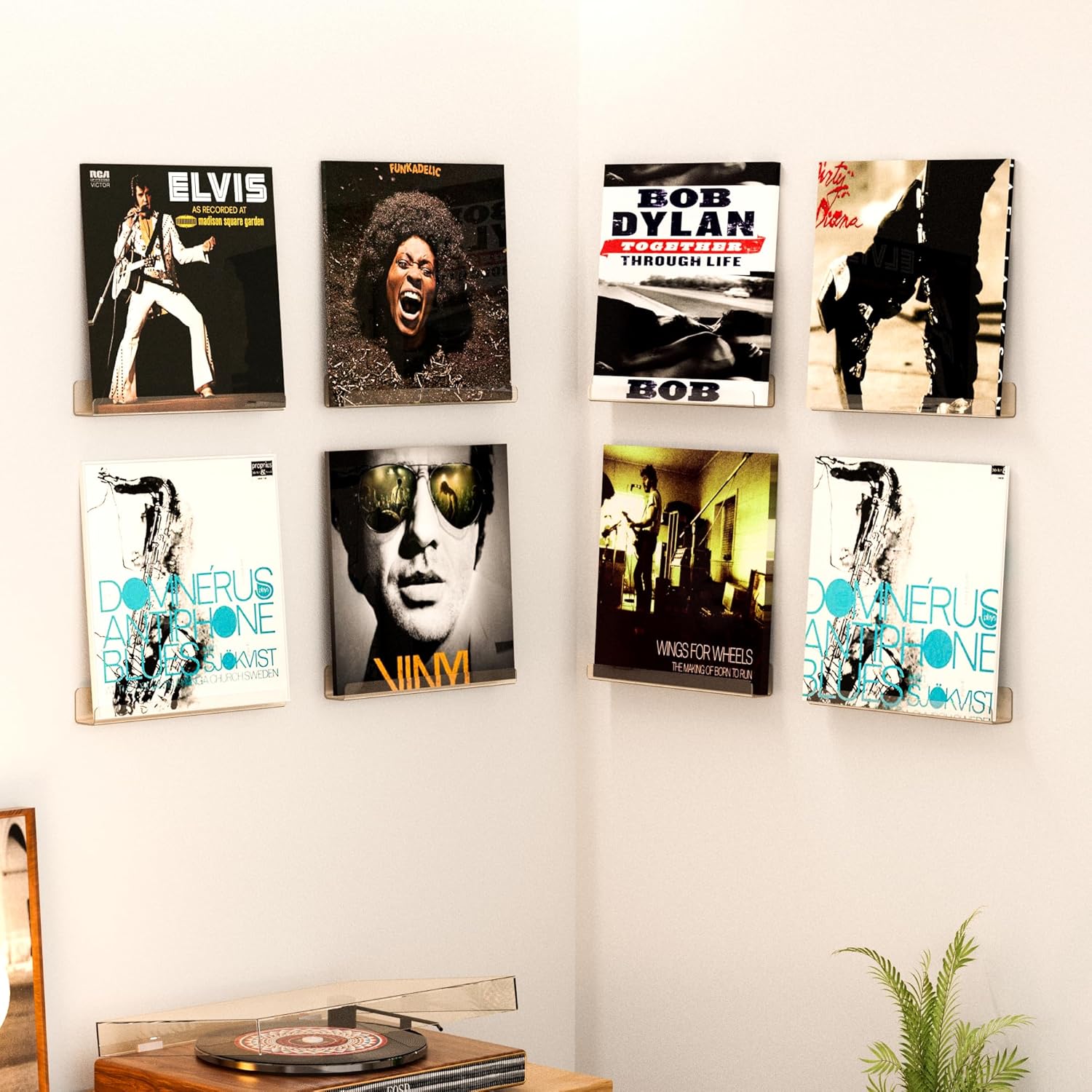 Upsimples Vinyl Record Wall Mount Shelves - 12" Clear Acrylic Album Holder for Stylish Display & Storage | Kids Bookshelf, Magazine Rack, Picture Ledge