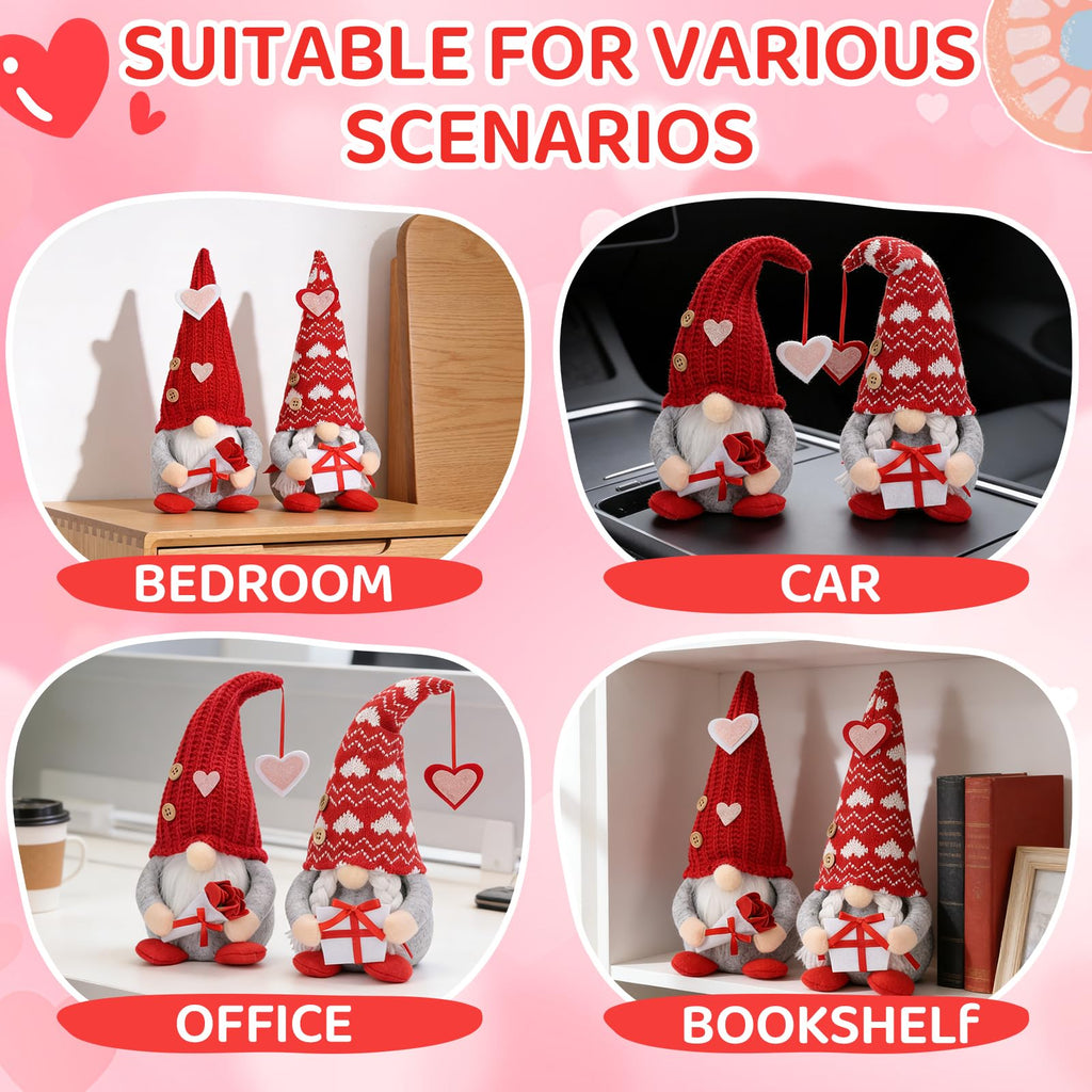 Poonhnxz Valentine's Day Gnome Plush,Valentine Couple Plush Gnomes Decorations for Home, Indoor, Office - Valentine Gifts for Her, Wife, Teacher, Girls - Wedding Gift for Husband & Wife