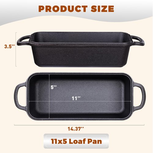 Articasting 11x5 Inch Cast Iron Loaf Pan With Lid，5.8 Qt Large Loaf Pans For Sourdough Bread Baking, Pre-Seasoned Heavy Duty Dutch Oven Bread Pan For a Crispy Crust